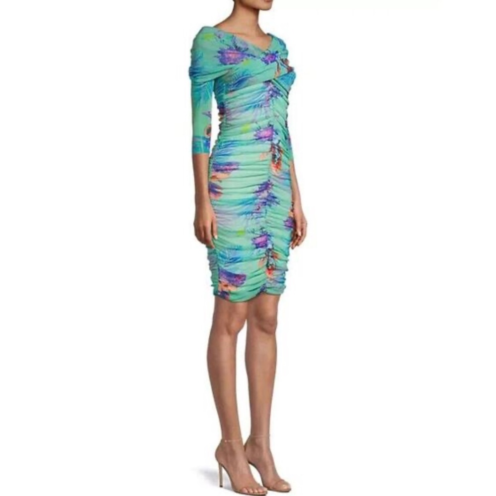 Fuzzi  Dress Tropical Ruched Mesh Mini - Picture 5 of 5